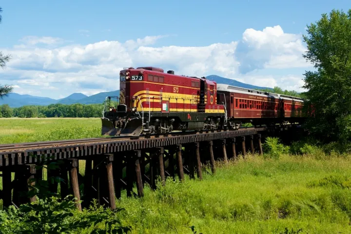 a large long train on a steel track