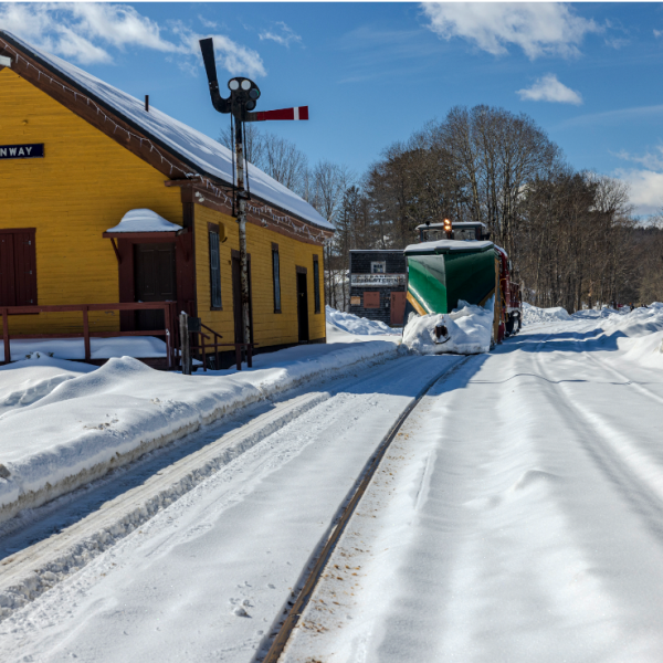 a train covered in snow